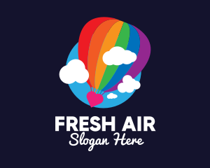 Rainbow Hot Air Balloon logo design