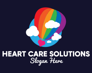 Rainbow Hot Air Balloon logo design