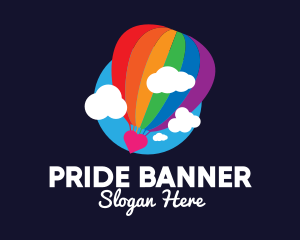 Rainbow Hot Air Balloon logo design