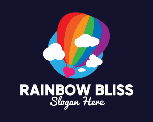 Rainbow Hot Air Balloon logo design