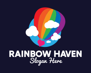 Rainbow Hot Air Balloon logo design