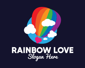 Rainbow Hot Air Balloon logo design