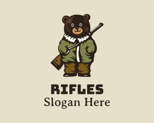 Bear Hunter Rifle Gun logo design