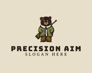 Sniper - Bear Hunter Rifle Gun logo design