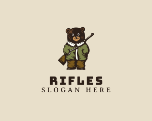 Bear Hunter Rifle Gun logo design