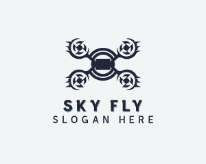 Aerial Quadcopter Drone logo design