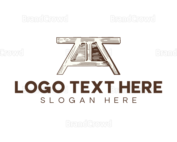 Wooden Park Bench Table Logo