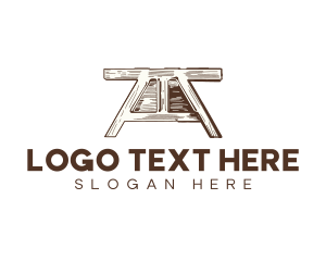 Wooden Park Bench Table logo design