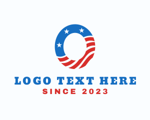 Patriotic - American Flag Letter O logo design