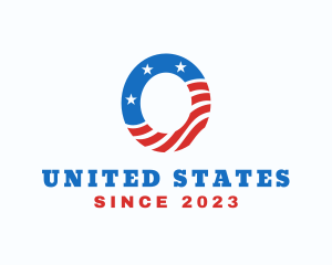States - American Flag Letter O logo design