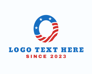Nationality - American Flag Letter O logo design
