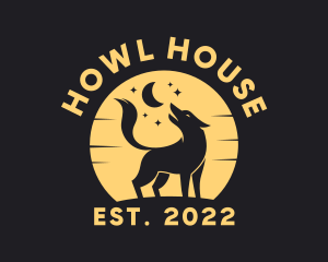 Yellow Howling Wolf  logo design