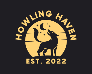 Howling - Yellow Howling Wolf logo design