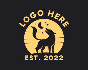 Wildlife Center - Yellow Howling Wolf logo design
