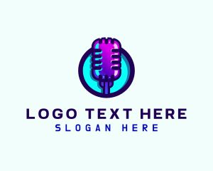 Podcast - Media Podcast Microphone logo design