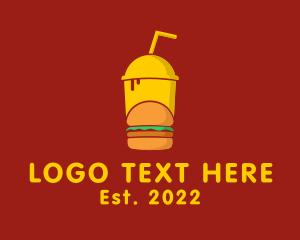 On The Go - Hamburger Drink Fast Food logo design