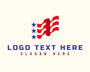 America Flag Politics logo design