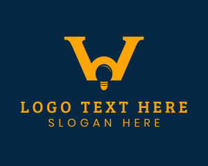 Purple And Yellow - Letter W Light Bulb logo design