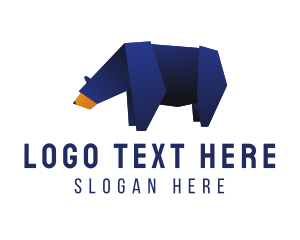 Bear - Wild Blue Bear Origami logo design