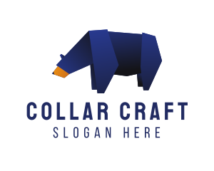 Wild Blue Bear Origami  logo design