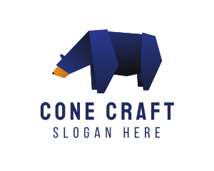 Wild Blue Bear Origami  logo design