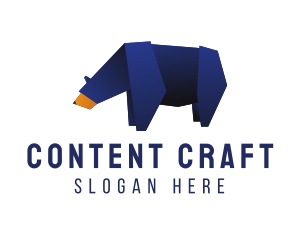 Wild Blue Bear Origami  logo design