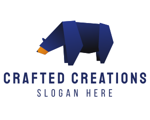 Wild Blue Bear Origami  logo design