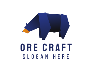 Wild Blue Bear Origami  logo design