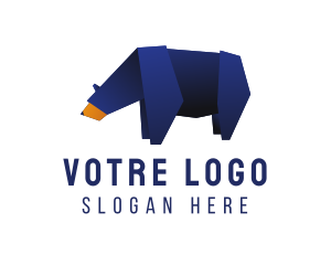Bear - Wild Blue Bear Origami logo design