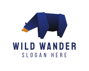 Wild Blue Bear Origami  logo design