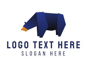 Wild - Wild Blue Bear Origami logo design