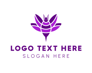Pushpin - Purple Lotus Bee logo design