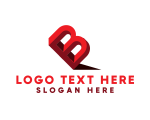 Embossed - Red Balanced B logo design