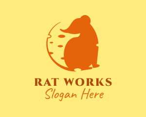 Cheese Mouse Silhouette logo design