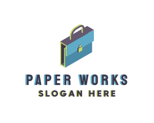 Documents - 3D Modern Briefcase Bag logo design