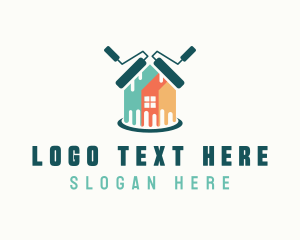 House - House Paint Roller logo design