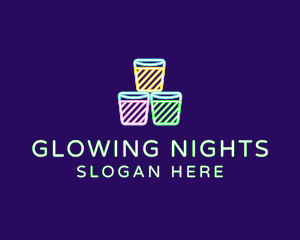 Neon Lights - Neon Shot Glass Drinks logo design