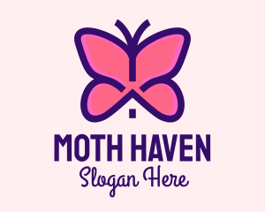 Pink Butterfly House logo design