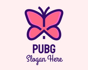 Daycare - Pink Butterfly House logo design