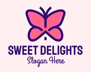 Pink Butterfly House logo design