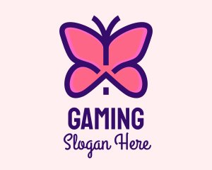 Flying - Pink Butterfly House logo design