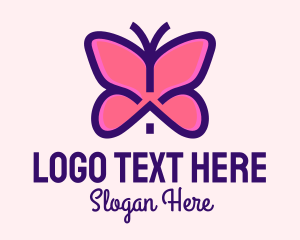 Residential - Pink Butterfly House logo design