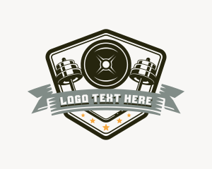 Gym - Barbell Weightlifting Exercise logo design