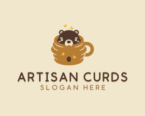 Cute Honeycomb Bear logo design