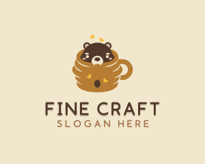 Cute Honeycomb Bear logo design