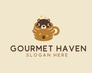 Cute Honeycomb Bear logo design