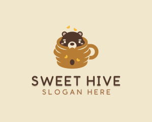 Honeycomb - Cute Honeycomb Bear logo design