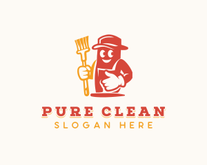 Janitor Broom Cleaning Housekeeping logo design