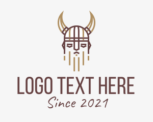 Fighting - Outline Viking Helmet logo design