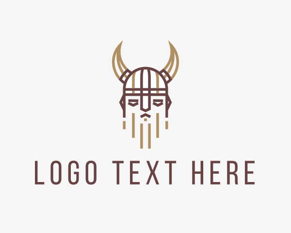 Warrior - Outline Viking Helmet logo design